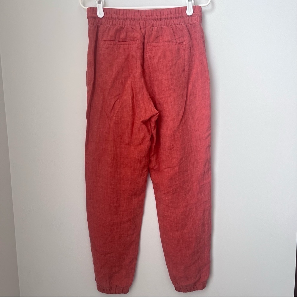 Athleta Retreat 100% linen Jogger Pant size 2 Coral Salmon Color - Picture 7 of 12